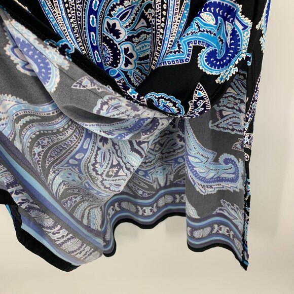 Olivia Matthews Dress Maxi Blue Black Printed Sleeveless Slit - Picture 6 of 10